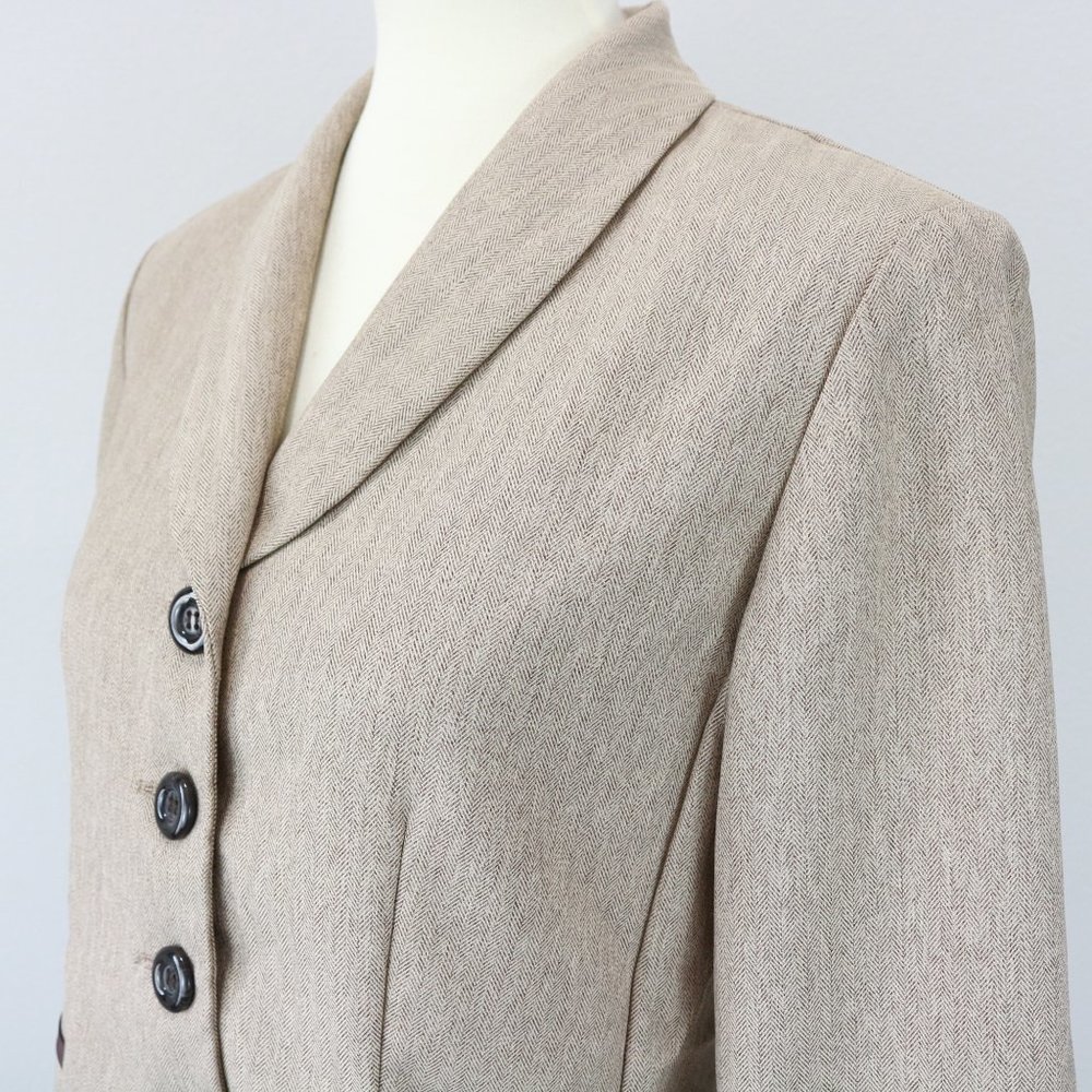 Perceptions Petite Brown Zig Zag Chevron Blazer - image 5